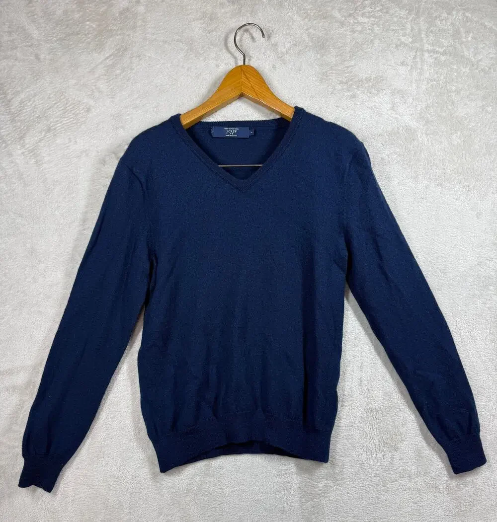J CREW Mens Sweater MERINO WOOL Blue Size Small Knit V Neck